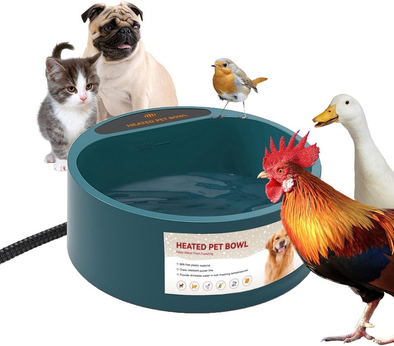 Billionchains Dog Heated Water Bowl for Outdoor No Freeze Water Bowl Pet Water Heater with Chew Resistant Cord, 2.2L - Image 1